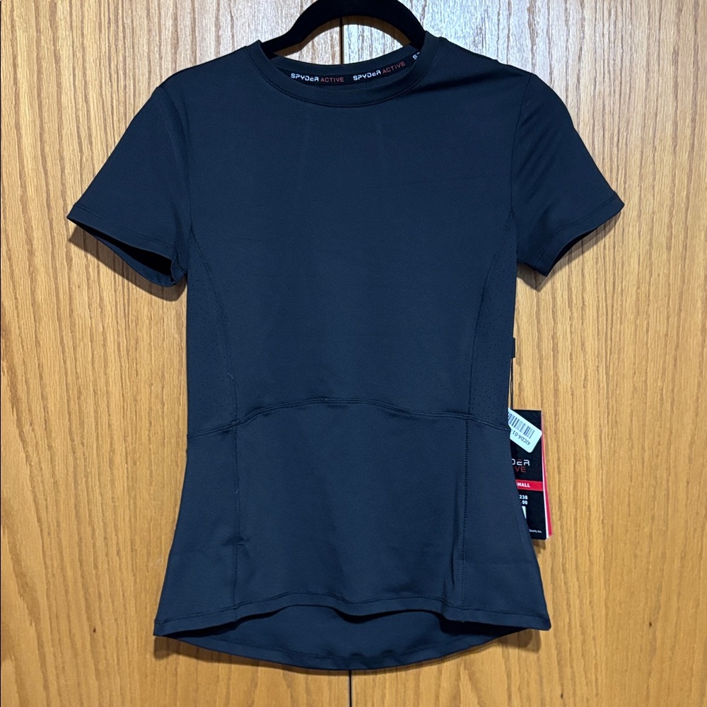 Spyder NWT‎ women's XS black short sleeve athletic tee shirt